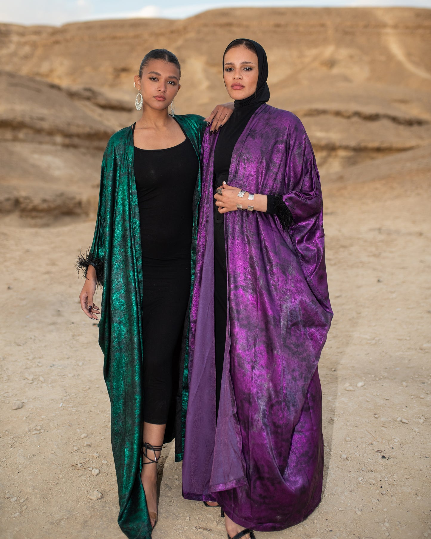LAYALI SHIMMER ABAYA IN PURPLE TIE DYE