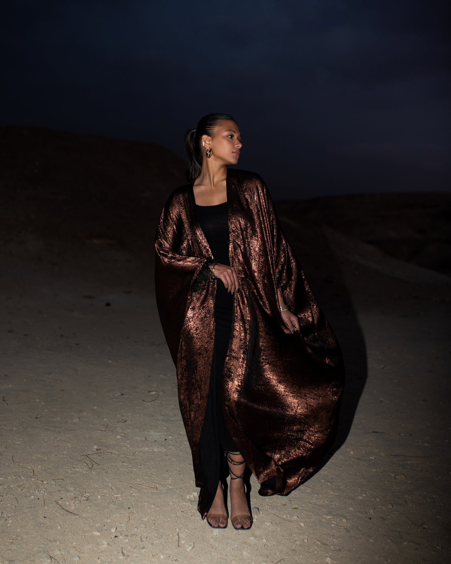 LAYALI SHIMMER ABAYA IN OXIDE