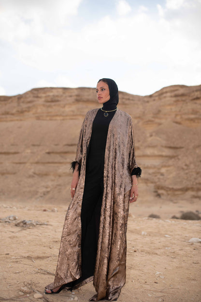 LAYALI SHIMMER ABAYA IN CHAMPAGNE