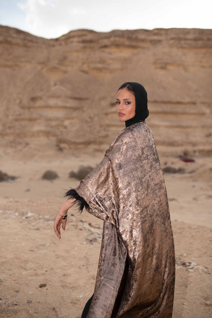 LAYALI SHIMMER ABAYA IN CHAMPAGNE