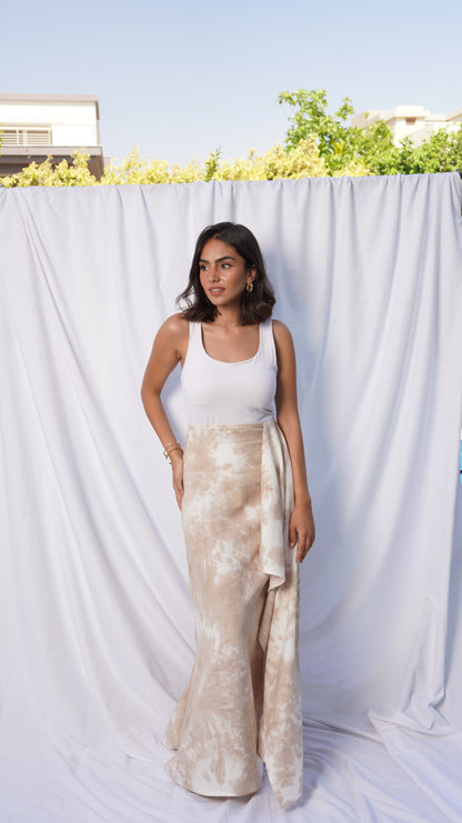 TIE DYE SKIRT IN BEIGE