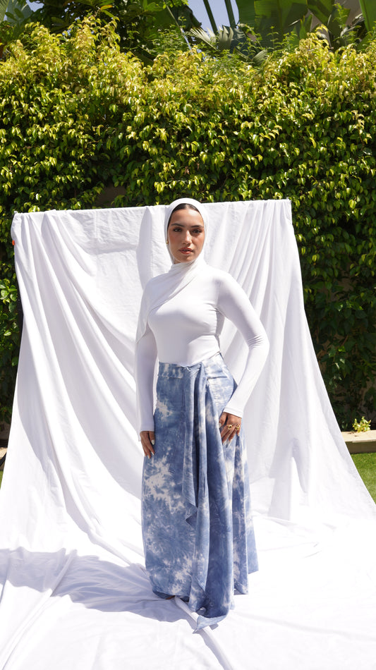 TIE DYE SKIRT IN BLUE