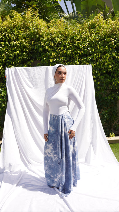 TIE DYE SKIRT IN BLUE