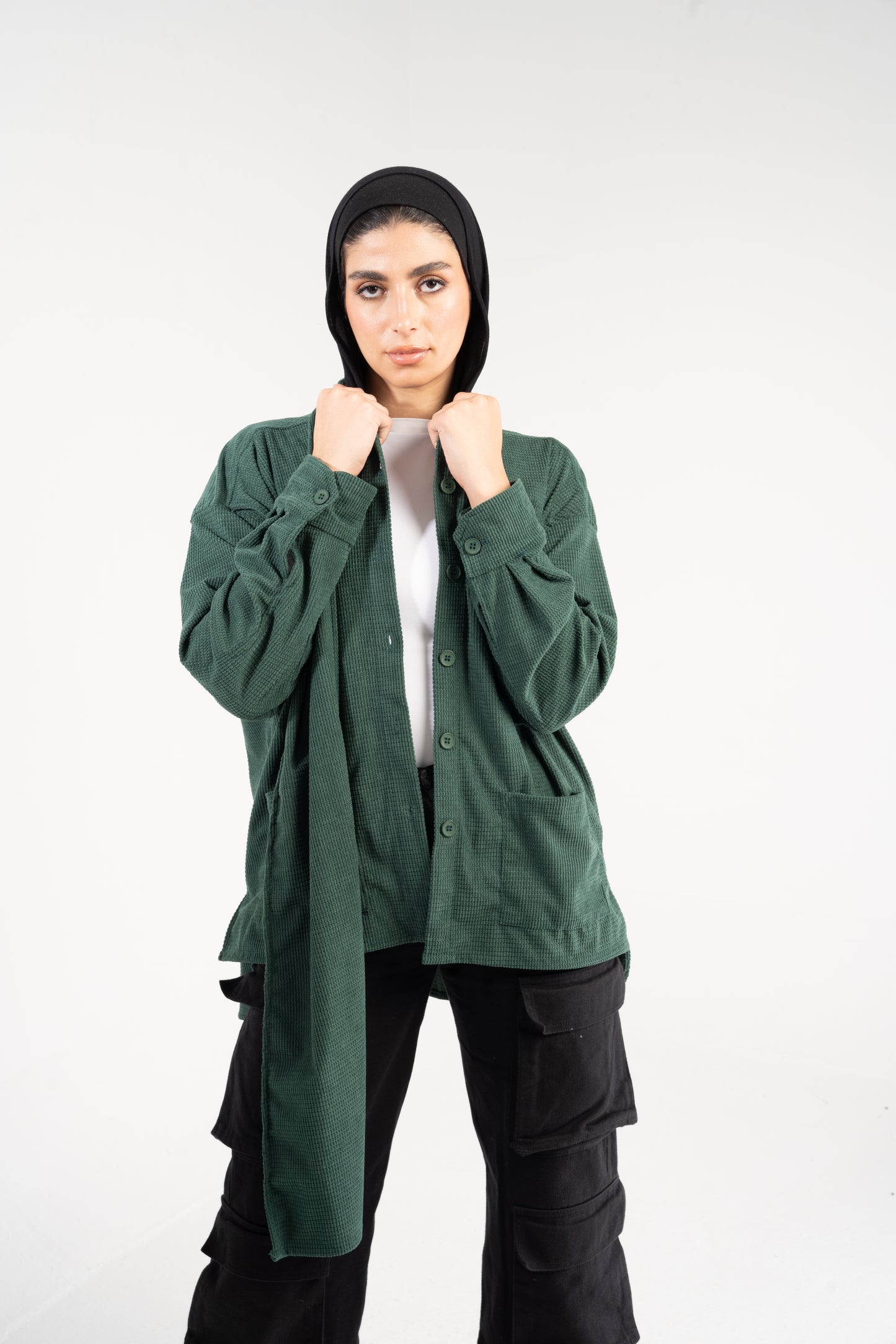 SHOULDER SCARF OVERSHIRT